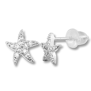 Metallo TQ in ottone orecchini stella marina argento-trasparente