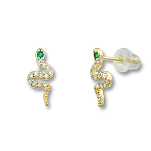 Metallo TQ in ottone orecchini serpente oro-verde