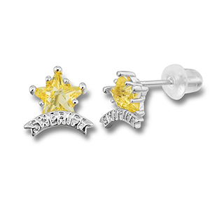Metallo TQ in ottone orecchini stella sceriffo argento-giallo