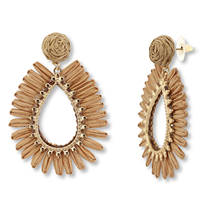 Orecchini rafia alla moda goccia marrone-marrone chiaro-oro