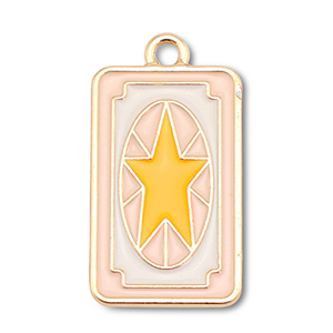 Ciondoli di metallo smalto carta con stella oro-rosa chiaro-bianco-giallo