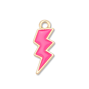 Ciondoli di metallo smalto fulmine oro-rosa fucsia