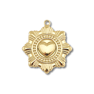 Ciondoli in acciaio inossidabile fiore con cuore oro