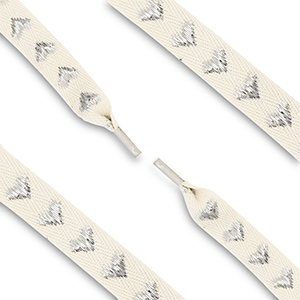 Lacci delle scarpe trendy con cuore biancastro-argento