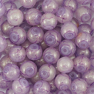Perline di vetro con glitterato 4mm viola-oro