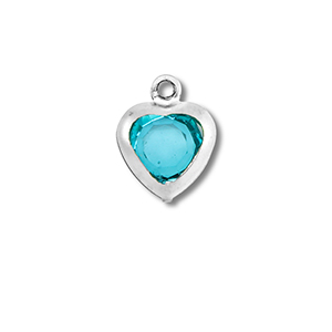 Ciondoli in acciaio inossidabile cuore argento-blu acquamarin