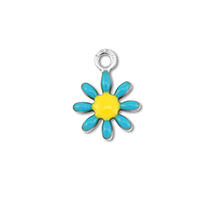 Ciondoli in acciaio inossidabile fiore argento-blu-giallo