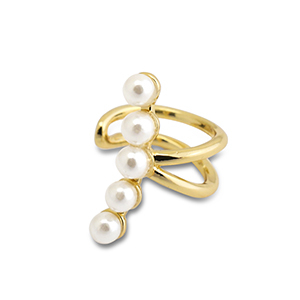Orecchini in acciaio inossidabile ear cuff con imitazione di perle oro-bianco