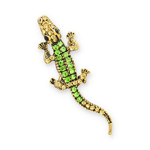 Broches cocodrillo oro-verde-nero