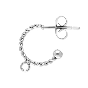 Componenti in acciaio inossidabile orecchini a cerchio spirale con anellino argento