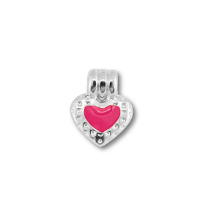 Ciondoli di metallo DQ cuore argento antico (privo di nichel)-magenta