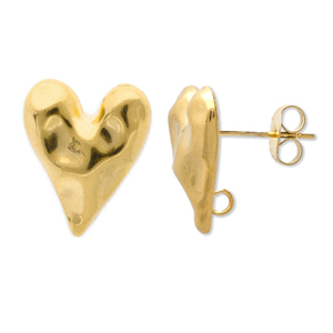 Componenti in acciaio inossidabile orecchini cuore con anellino oro