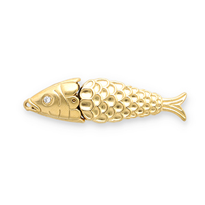 Ciondoli in acciaio inossidabile pesce oro-blue-trasparente