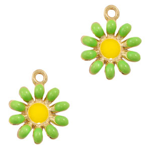 Ciondoli di metallo BQ a forma di fiore oro-giallo ocra-verde