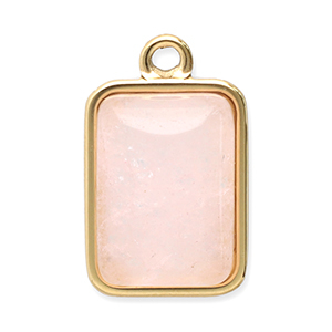 Ciondoli in acciaio inossidabile pietra naturale rettangolo oro-rosa