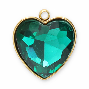 Ciondoli in acciaio inossidabile sfaccettato cuore oro-verde scuro