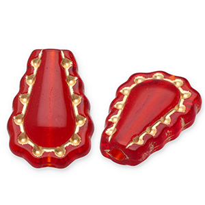 Perline in acrilico goccia rosso-oro