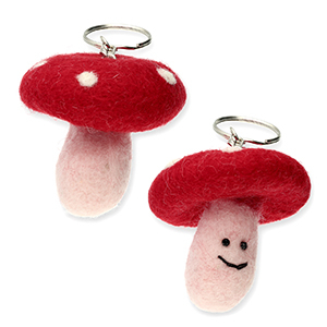 Portachiavi feltro fungo rosso-rosa chiaro
