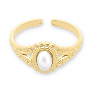 Anelli in acciaio inossidabile perle oro-bianco