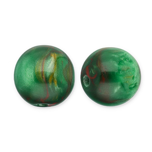 Perline in resina con glitterato 12mm verde-rosso