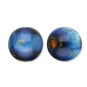 Perline in resina con glitterato 12mm blu-oro