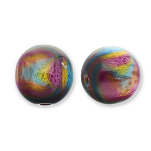 Perline in resina con glitterato 12mm viola-blu-oro