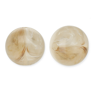 Perline in acrilico 12mm tonda beige marrone-bianco