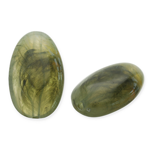Perline in acrilico ovali allungate verde oliva