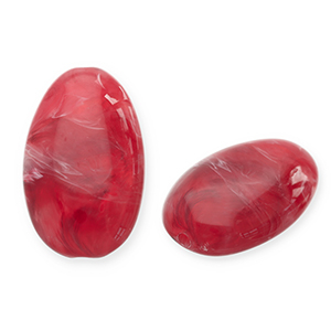 Perline in acrilico ovali allungate rosso-bianco