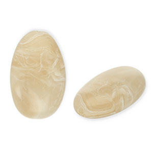 Perline in acrilico ovali allungate beige marrone-bianco