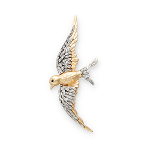 Broches accattivanti rondine oro-argento-nero
