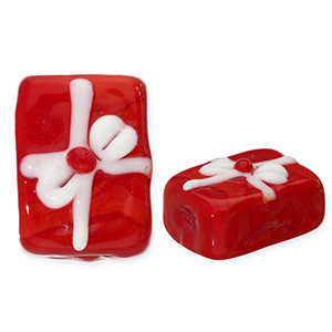 Perline di vetro regalo rosso-bianco