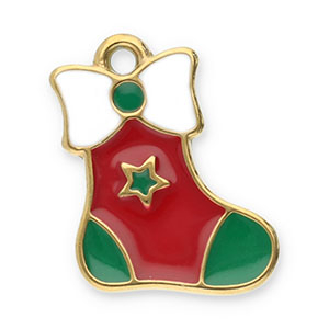 Ciondoli in acciaio inossidabile calza di natale oro-rosso-verde-bianco