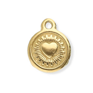 Ciondoli in acciaio inossidabile tonda con cuore oro