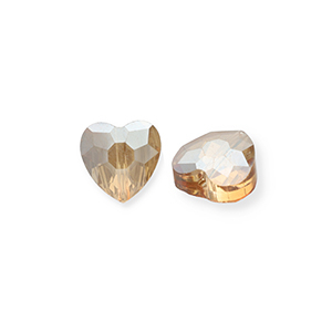 Perline sfaccettate fashion cuore beige pesca-effetto perlato