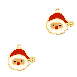 Ciondoli in acciaio inossidabile Babbo Natale oro-rosso