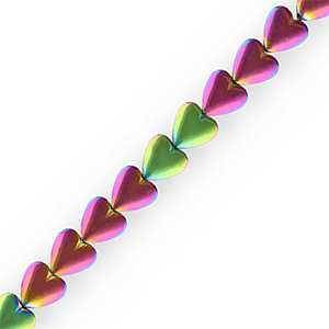 Perline di ematite cuore viola-verde-rivestimento AB