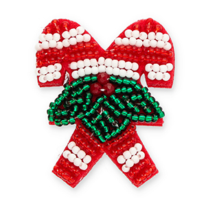 Broches bastoncini di zucchero con motivi natalizi rosso-verde-bianco