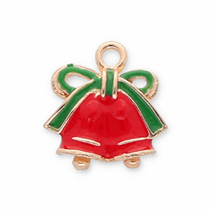 Ciondoli di metallo campanelle di natale oro-rosso-verde