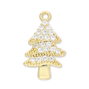 Metallo TQ in ottone ciondolo albero di Natale oro-trasparente