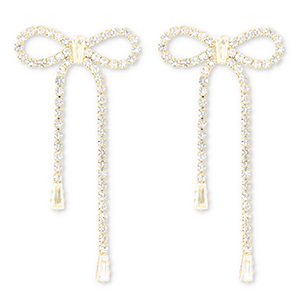 Orecchini in ottone Eco-brass&reg; con strass fiocco oro-cristallo