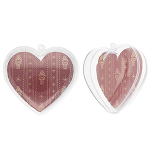 Ornamento trasparente cuore trasparente-rosso porto-beige