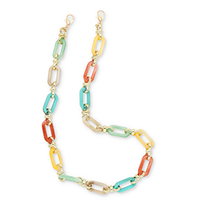 Cinturino da polso trendy per cellulare in acrilico multicolore-oro