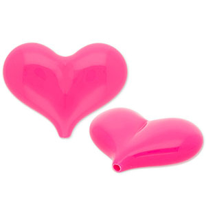 Perline in acrilico cuore rosa scuro