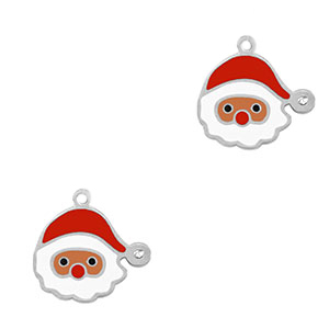Ciondoli in acciaio inossidabile Babbo Natale argento-rosso