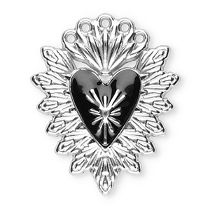 Ciondoli in acciaio inossidabile sacro cuore argento-nero