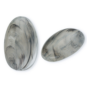 Perline in acrilico ovali allungate grigio-marmo