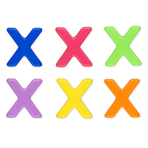 Perline alfabeto in acrilico con disegno lettera X multicolore