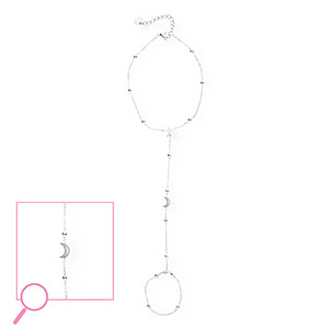 Bracciale baciamano in acciaio inossidabile luna e stella argento-cristallo