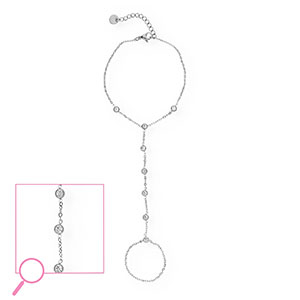 Bracciale baciamano in acciaio inossidabile argento-cristallo